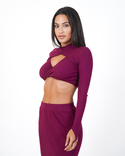 CHLOE TOP CROP BURGUNDY