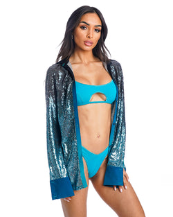 HALO CAMICIA PAILLETTES DEEP TEAL