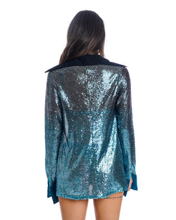 HALO CAMICIA PAILLETTES DEEP TEAL